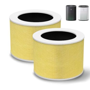 Imagem de Filtro de substituição HY1800 True HEPA compatível com purificador de ar Loytio/AYAFATO/Honeyuan/IOIOW/CHIVALZ e MORENTO HY1800, filtro de carbono ativado HEPA verdadeiro 3 em 1 grau H13, amarelo