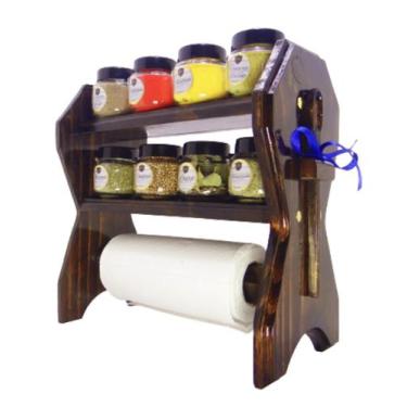 Imagem de Porta Temperos com Suporte de Papel Toalha 8 Potes e Colher Dosadora -