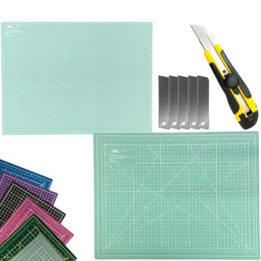 Imagem de Base Tabua de Corte Artesanato Patchwork Scrapbook Placa Cortes A2 Dupla Face Regenerativa Estilete Profissional (Tiffany)