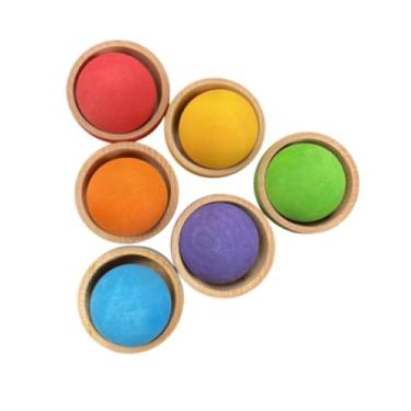 Imagem de EHJRE Conjunto de brinquedos Montessori, brinquedos de classificação de cores, blocos de madeira reutilizáveis, conjunto de jogos de festa, copo, brinquedo, com Bolas