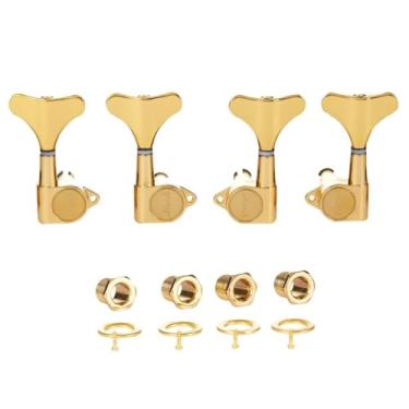 Imagem de KAISH 4 cordas 2R2L 18:1 afinadores de baixo selados para baixo afinador de guitarra para baixo Ibanez/Yamaha estilo acústico/baixo elétrico dourado