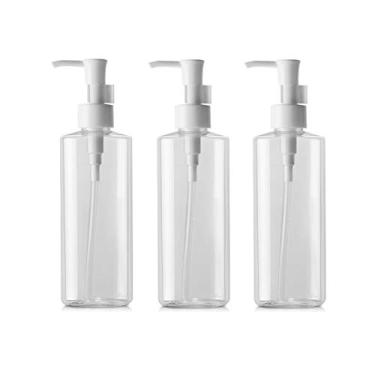 Imagem de erioctry Bombas Plásticas Recarregáveis Plásticas Claras Loção Creme Dispensador de Óleo de Limpeza Garrafa Garrafas de Viagem Bomba Garrafa Maquiagem Cosméticos Recipiente Suporte Pacote com 3 (100ml)