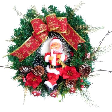 Imagem de Guirlanda Papai Noel Com Som Luz e Movimentos 42cm Saldão