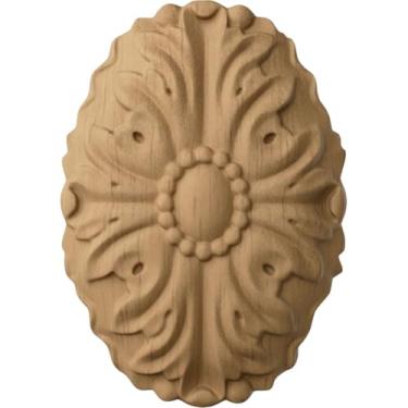 Imagem de Ekena Millwork Roseta oval Ashford ROS02X04ASRW, 4,7 cm x 6,3 cm x 1,2 cm, madeira de borracha