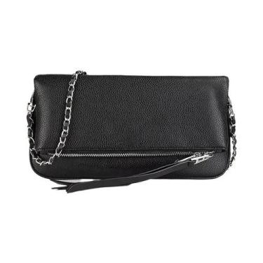 Imagem de Bolsa De Ombro Feminina De Couro PU Preto De Grande Capacidade Retrô D