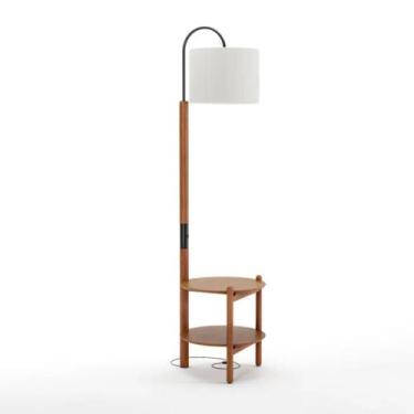 Imagem de Luminária Alta com Mesa de Cabeceira Agatha Champagne - Seiva, Bivolt
