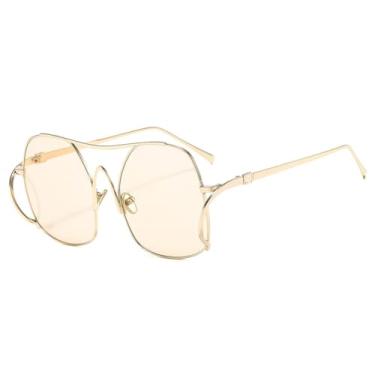 Imagem de Óculos de sol femininos ovais de luxo, com gradiente, personalidade, armação dupla, todos os modelos, masculino, UV400 (champanhe)