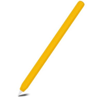 Imagem de SSS·GRGB Capa de silicone Apple Pencil compatível com Apple Pencil 2ª geração e Apple Pencil Pro, silicone ultrafino compatível com carregamento magnético e toque duplo (1 pacote, amarelo)