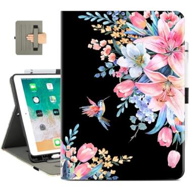 Imagem de Vimorco Capa para iPad 9ª/8ª/7ª geração, 10,2 polegadas, capa para iPad Pro de 10,5 polegadas, capas para iPad Air 3ª geração com suporte para lápis, alça de mão/bolso, ângulo ajustável, beija-flor
