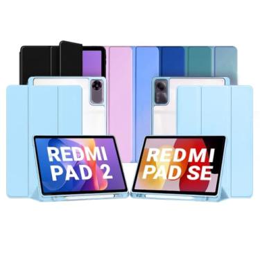 Imagem de Capa Smart Case para Xiaomi Redmi Pad 2 - Traseira em Acrílico, Magnética, Sleep/Wake, Suporte para Caneta e Suporte (Azul-claro, Apenas Capa)