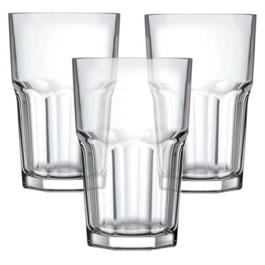 Imagem de Conjunto Copos Vidro 350ml Jogo 3 Peças Bebidas Água Suco Refrigerante Resistente Transparente Cristalino