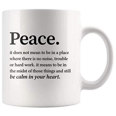 Imagem de Panvola Peace Definition Be Calm In Your Heart Presente inspirador para mulheres homens presentes motivacionais para mãe, irmã, pai, esposa, amigo, incentivo, novidade, utensílios para bebidas, caneca