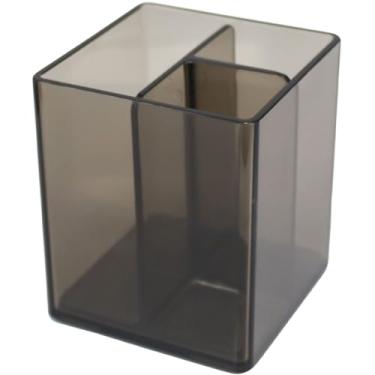 Imagem de Maxcril Organizador Modular com Divisória, Fumê, Poliestireno, 8x8x9 cm, Design Modular, Resistente a Impactos, para Escritório, Home Office, Banheiro e Cozinha