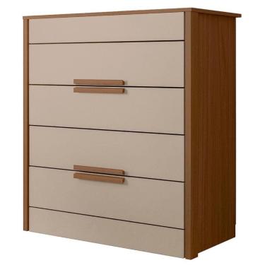 Imagem de Cômoda Para Quarto 86cm Com 4 Gavetas Pavia Carvalho/fendi Z17 - Mpozenato