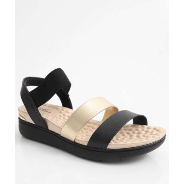 Imagem de Sandália Feminina Flatform Tiras Modare Preto-18153, 37, Preto, Dourad