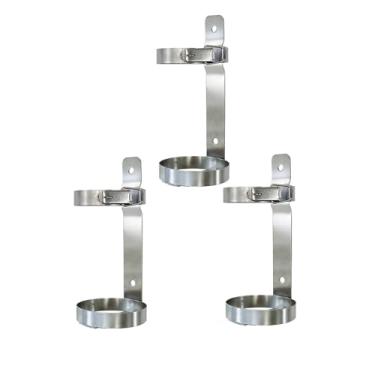 Imagem de Suporte de tanque de oxigênio de aço para cilindros de 2/4/10L, suporte organizador de garrafa nitrosa e extintor de incêndio, suporte de armazenamento de 3 peças (11,5 cm de diâmetro) para uso