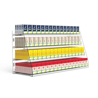 Imagem de Rack de exibição de cigarro de acrílico para pendurar na parede - Suporte de cigarro transparente para isqueiros, caixas de fósforos e chicletes - Organizador elegante de 67,5 cm x 28,4 cm x 48 cm