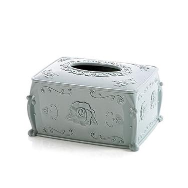 Imagem de Porta-lenços de plástico capa de guardanapo caixa de armazenamento organizador de sala de estar suporte de papel recipiente de guardanapo caixa de lenços (azul)