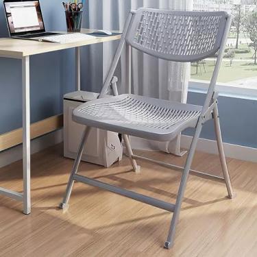 Imagem de Cadeira dobrável portátil para uso externo - fácil de dobrar e transportar, ideal para relaxar na varanda ou no quintal (cinza)