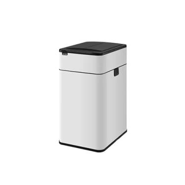 Imagem de CFGH6FDF Lixo com sensor inteligente lata de lixo doméstico com tampa banheiro cozinha sala de estar escritório embalagem automática grande capacidade lixeiras cesto de lixo (branco, 15L)