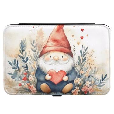 Imagem de Burbuja Caixa de joias de viagem com flor de gnomo dos namorados, presente para mulheres e meninas, estojo de joias portátil de couro PU organizador para brincos, anéis, colares e pulseiras