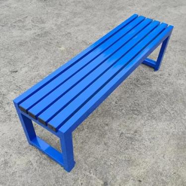 Imagem de Banco de jardim sem encosto, cadeira de parque feita de metal, capacidade de carga de até 120 kg, bancos externos galvanizados, varanda, móveis de jardim para pátio, parque, gramado, quintal (cor