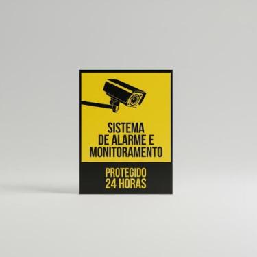Imagem de Placa Acm Sistema Alarme Monitoramento Protegido 24 18X23 - Sinalizo