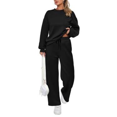 Imagem de Conjunto de Moletom PRETTYGARDEN 2 Peças Preto Calça Pantalona XX-GG