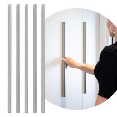 Imagem de Kit 5 Puxadores Para Guarda Roupas Armário Slim Grande 640mm (Cromado Fosco)