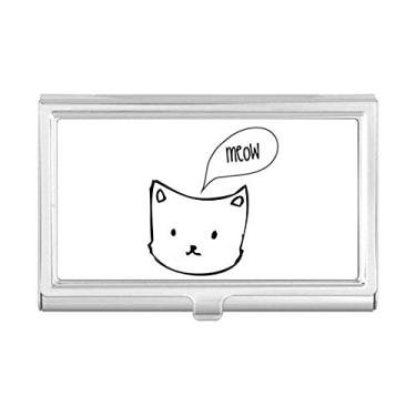 Imagem de Carteira com porta-cartões de visita com cabeça de gato branca Meow Animal