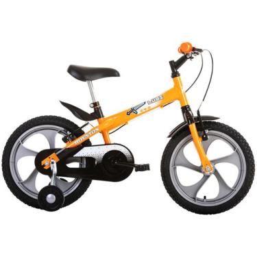 Imagem de Bicicleta Infantil Aro 16 Houston Ludi  - Laranja Com Rodinhas Freio V
