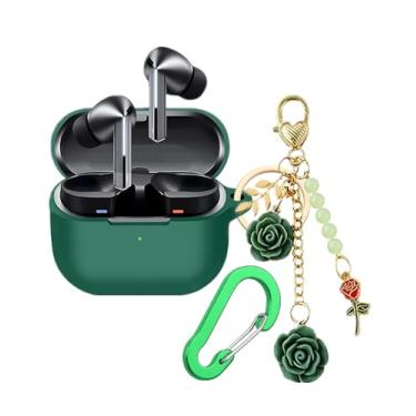 Imagem de Capa para Samsung Galaxy Buds 3 com chaveiro fofo, capa protetora de silicone à prova de choque compatível com Galaxy Buds 3 Pro, capa de carregamento para mulheres e meninas (verde)