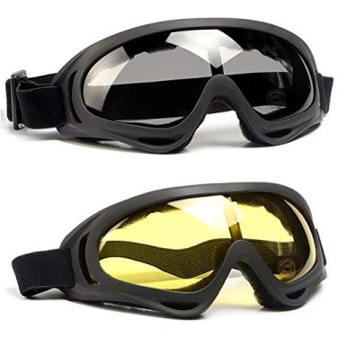 Imagem de Óculos de motocicleta SPOSUNE Airsoft para homens e mulheres, UV400, lentes removíveis antirreflexo, à prova de vento, à prova de poeira, óculos de esqui, óculos de segurança, Portátil, Yellow Lens, Type-A-1.8mm