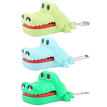 Imagem de Conjunto de Brinquedos para Jogos de Dentes de Animais Fofos para Crianças e Adultos Chaveiro Engraçado para Dentista 3 Peças (Um mini crocodilo mordedor de mão (cor)