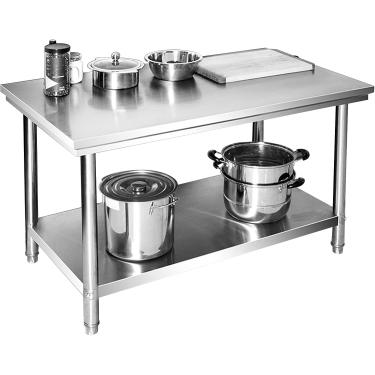 Imagem de Mesa de trabalho de cozinha comercial de aço inoxidável para preparação mesa de trabalho resistente com prateleira inferior e pés ajustáveis para rack de restaurante de cozinha, 90 x 50 x 80 cm