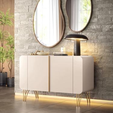Imagem de Aparador Buffet Sala Benvenuto Com 2 Portas E Pés Em Aço Off White