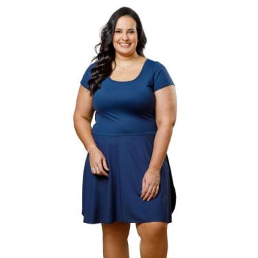 Imagem de Maiô Vestido Plus Size Com Saia Embutida Uv50+ Com Bojo Moda Praia Eva