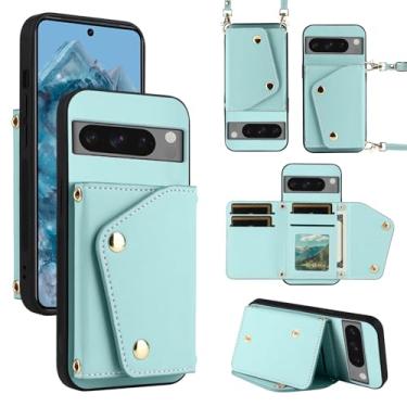 Imagem de Dibosom Capa carteira de luxo para Google Pixel 8 Pro 5G com 5 compartimentos para cartões, fina e fina e alça de ombro, suporte para cartão de crédito de couro PU para Pixel8Pro Pixel8 XL Eight 8Pro