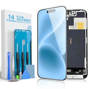 Imagem de GULEEK Substituição de tela para iPhone 14 Pro Max, LCD Full HD de 6,7 polegadas e montagem digitalizadora sensível ao toque – Inclui kit de ferramentas de reparo, adesivo à prova d'água e protetor de