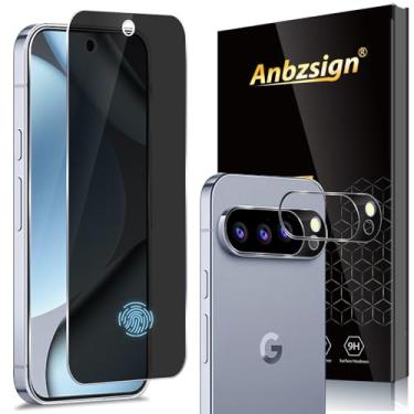Imagem de Anbzsign [Pacote com 2 + 2 para Google Pixel 10 Pro, protetor de tela de privacidade, cobertura total e protetor de lente da câmera, suporte para desbloqueio de impressão digital, antiespião, dureza