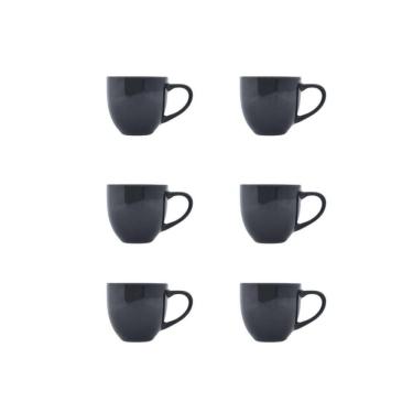 Imagem de Kit 6 Xicaras Ceramica De Cha Preta 170Ml Com Suporte