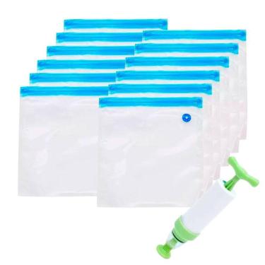 Imagem de Kit 12 Sacos Herméticos A Vácuo Tamanho Médio 26X28Cm Zip