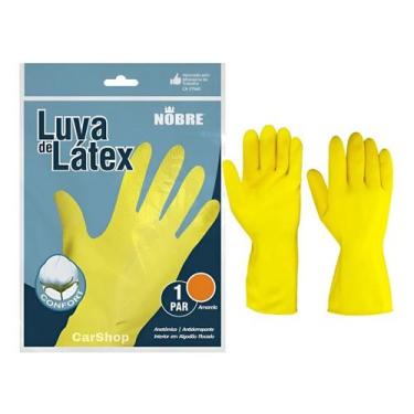 Imagem de Luva Amarela Latex Lava Louça, Multiuso Cozinha Casa Tamanho G Par - N