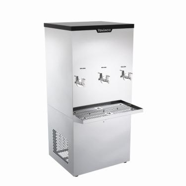 Imagem de Bebedouro Refrigerado Industrial Inox De Coluna 100L 3 Torneiras Geladas BI100L 220V