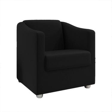 Imagem de Poltrona Decorativa Tilla Suede Pés Cromado Preto