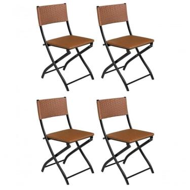 Imagem de Cadeira Dobravel Bar, Lanchonete Caramelo - Kit 4 Pc