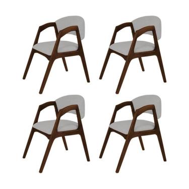 Imagem de Conjunto Com 4 Cadeiras De Jantar Gabriela Em Madeira E Mdf Linho Cinza Prata