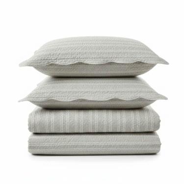 Imagem de Kit Cobre Leito Colcha Magnus Casal 3 Peças Dupla Face Estampado Geométrico - Bege - 100% Poliéster