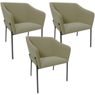 Imagem de Kit 3 Cadeiras Para Sala De Jantar Estar Living Olívia L02 Bouclê Oliva - Lyam Decor