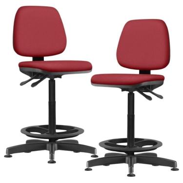 Imagem de Kit 02 Cadeiras Caixa Alta Giratória Estofada Work F02 Crepe Vermelho - Lyam Decor
